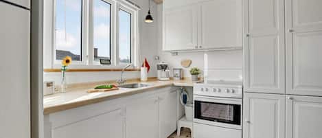 Fridge, stovetop, coffee/tea maker