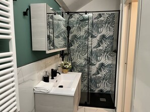 Regadera, secadora de cabello, pantuflas, bidet 