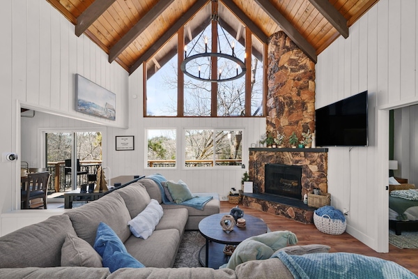 TV connectée, cheminée, jeux vidéo, livres