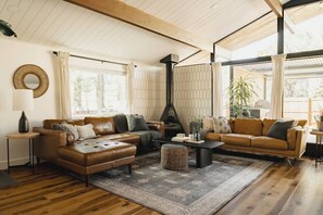 Smart TV, fireplace, video games, table football