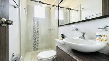 Serviettes fournies, savon, papier toilette