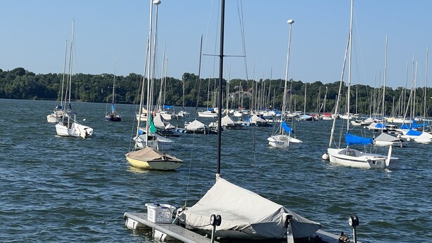 Un port de plaisance où sont amarrés de nombreux voiliers.
