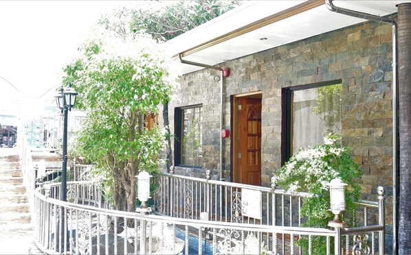 Traditional architecture meets modern charm in this historic building.