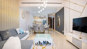 Luxury Townhome, 3 Bedrooms, Private Pool | Living area | 50-inch flat-screen TV with digital channels, TV, Netflix
