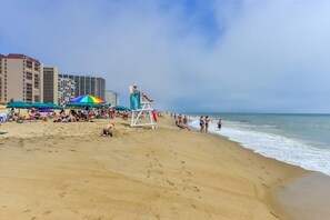 On the beach, beach towels - 3 Bedroom, 2 Bath Ocean Front Unit in the Capri (Ocean City)