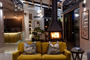 Deluxe Villa, 2 Bedrooms | Living area | Fireplace - Taaibosch Collection (Stellenbosch)
