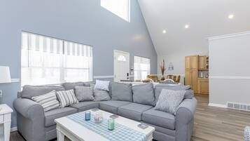 Smart TV, chimenea y libros