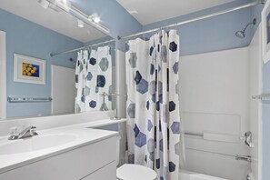 Combined shower/tub, jetted tub