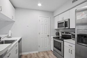Fridge, microwave, oven, dishwasher