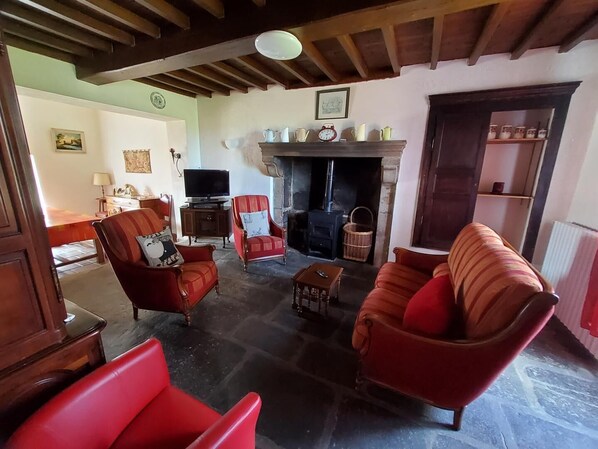 TV, fireplace