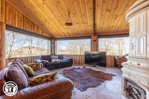 Televisión y chimenea 