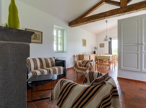 TV, fireplace