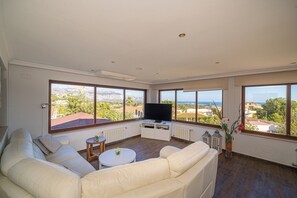 TV, lareira, mesa de pingue-pongue