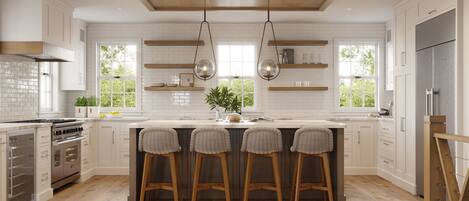 Kjøleskap, mikrobølgeovn, ovn og kokeplater