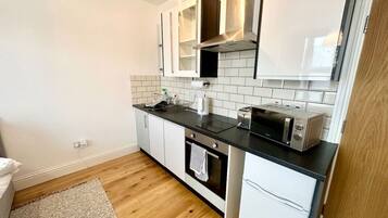 Fridge, microwave, oven, toaster