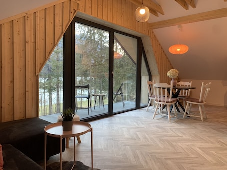 Panoramic Apartment | Living area | 60-cm Smart TV with digital channels, TV. Pine Tree Holiday House