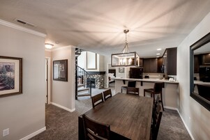 Fridge, oven, coffee/tea maker, toaster