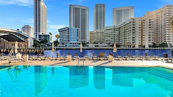 Outdoor pool, pool loungers