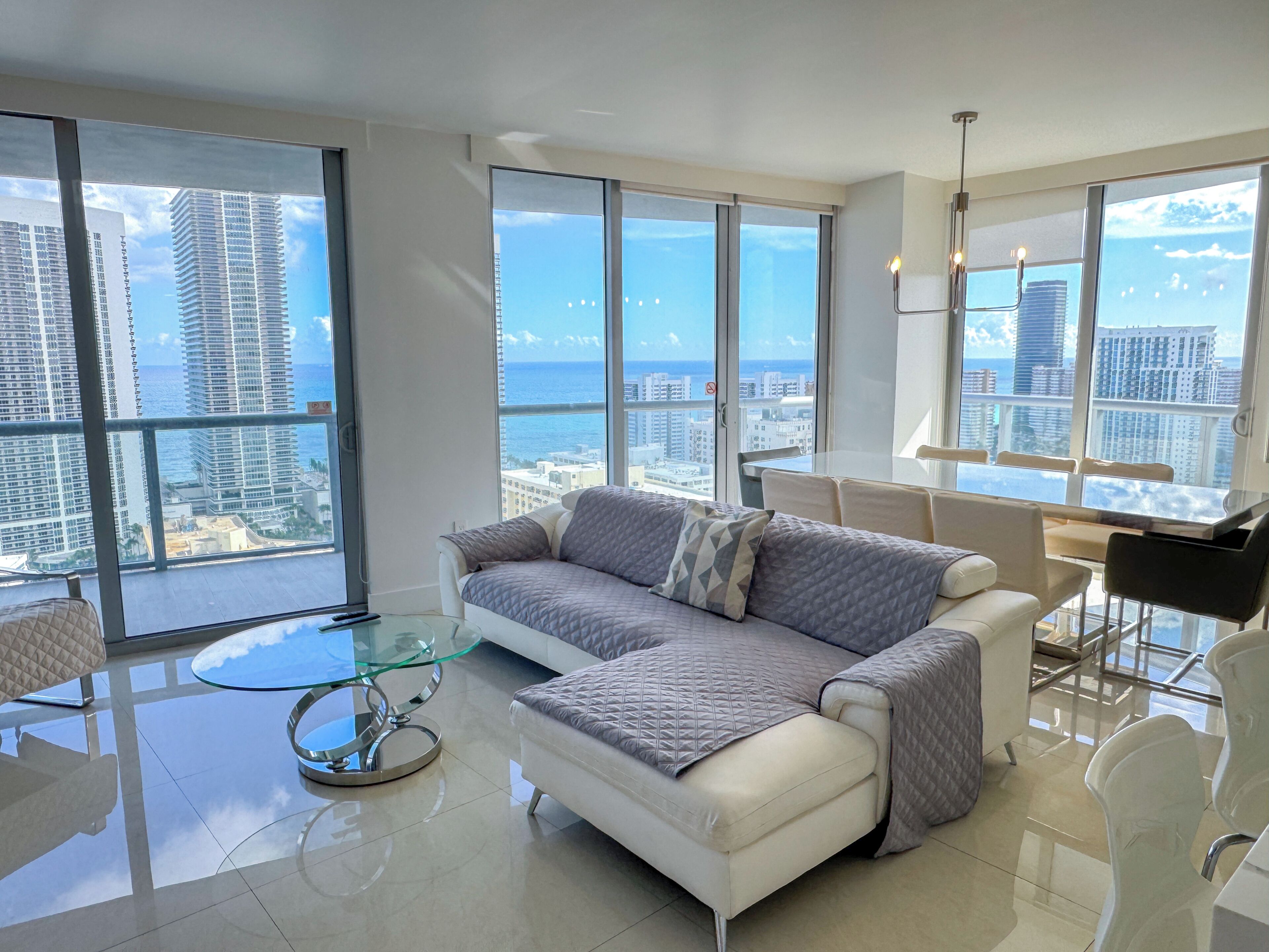 Elite Apartment, 3 Bedrooms, Ocean View | Living area | 40-inch LED TV with cable channels, TV