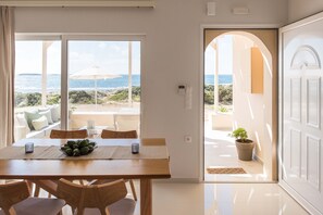 Comfort House, 2 Bedrooms, Sea View | Living area | 32-inch flat-screen TV with satellite channels, TV, offices - Falasarna Seafront House (Kissamos)