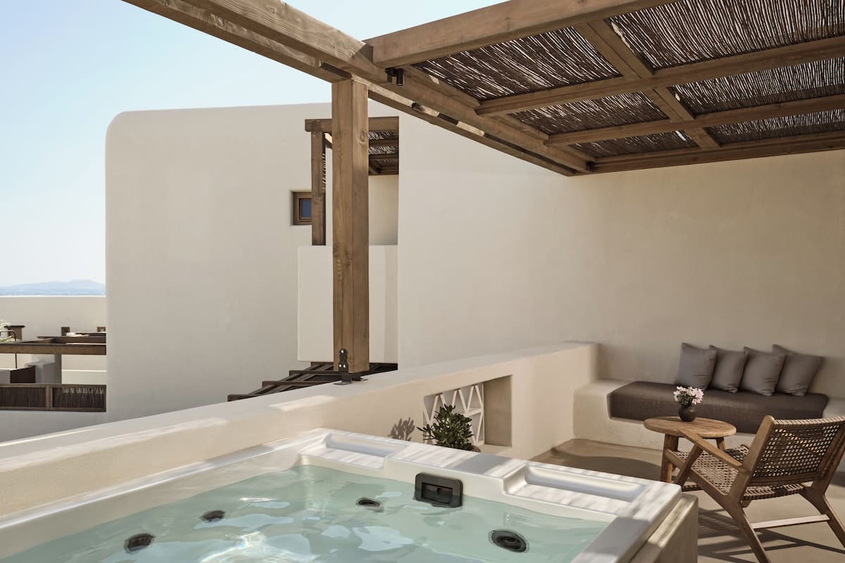 Aegean Room Sea View with Private Hot Tub | Terrace/patio