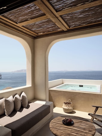 OMEON Signature Suite Sea View with Private Hot Tub | Beach/ocean view. Omeon Mykonos