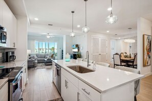 Fridge, microwave, oven, stovetop - Harbor Condos 305 - Brand new, steps to beach w/pool! (Madeira Beach)