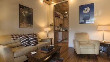 TV, fireplace, DVD player, books