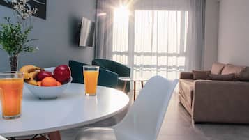 Apartment, 1 Bedroom, Non Smoking | Living area | Flat-screen TV, heated floors