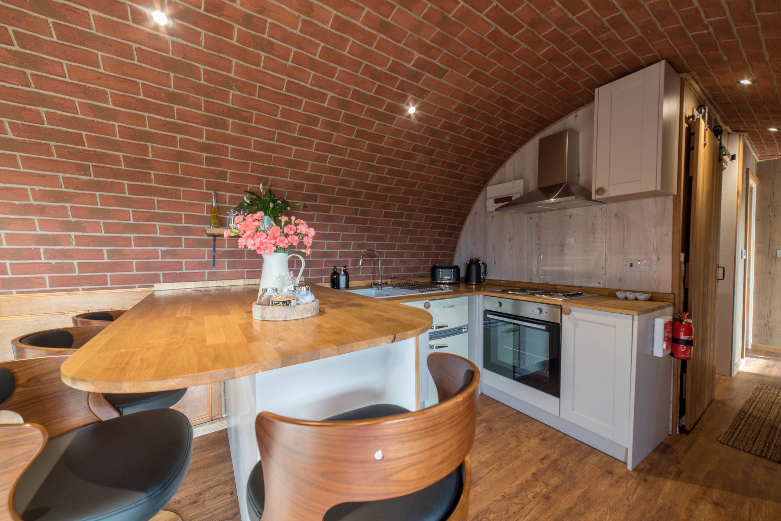 Fridge, microwave, oven, cookware/dishes/utensils