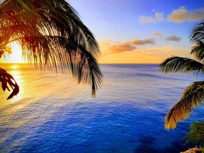 On the beach, sun loungers, beach towels