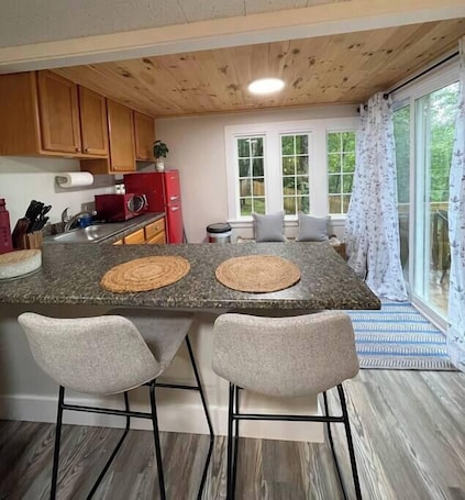 Fridge, microwave, stovetop, coffee/tea maker. Spacious 1 Bedroom Cottage Close to Everything 5