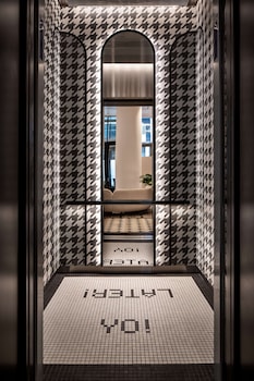 Hotel entrance and lobby at Motto By Hilton New York City Times Square