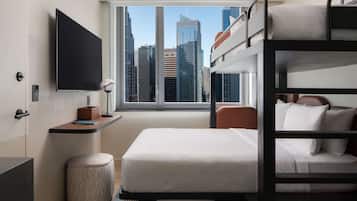 Bunkbeds, 1 Twin Bed over 1 Queen Bed, City View | Hypo-allergenic bedding, in-room safe, laptop workspace, blackout drapes