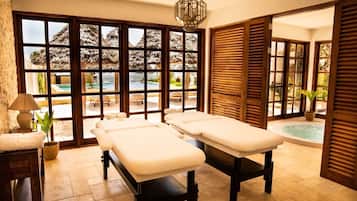 Couples treatment rooms, hot tub, body treatments, hydrotherapy