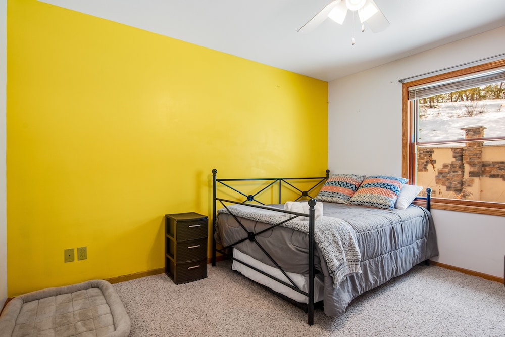 Twostory, dogfriendly home with a pool, indoor/outdoor fireplaces