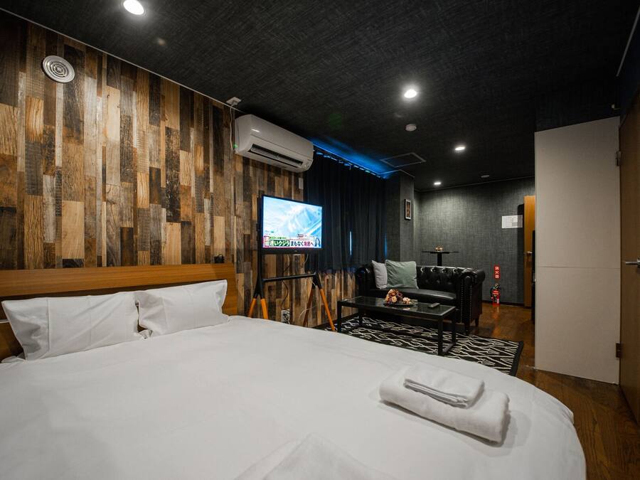 Desk, blackout curtains, soundproofing, iron/ironing board