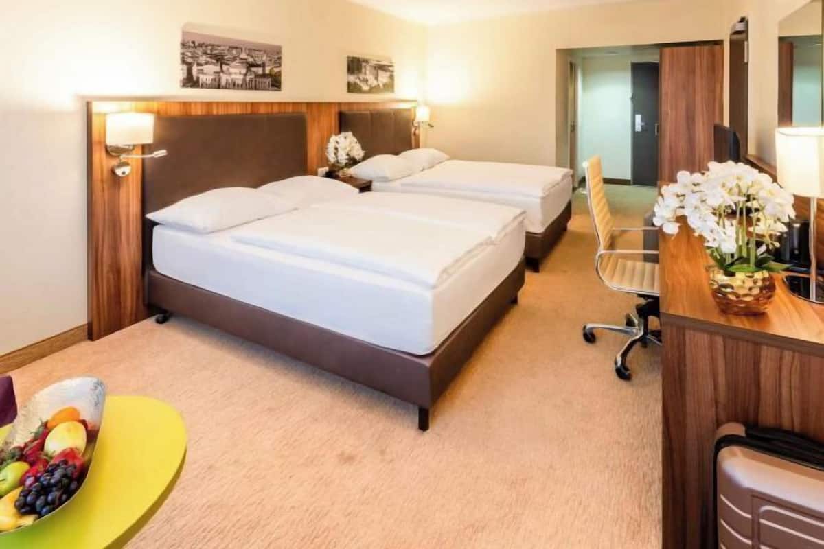 In-room safe, desk, laptop workspace, blackout drapes
