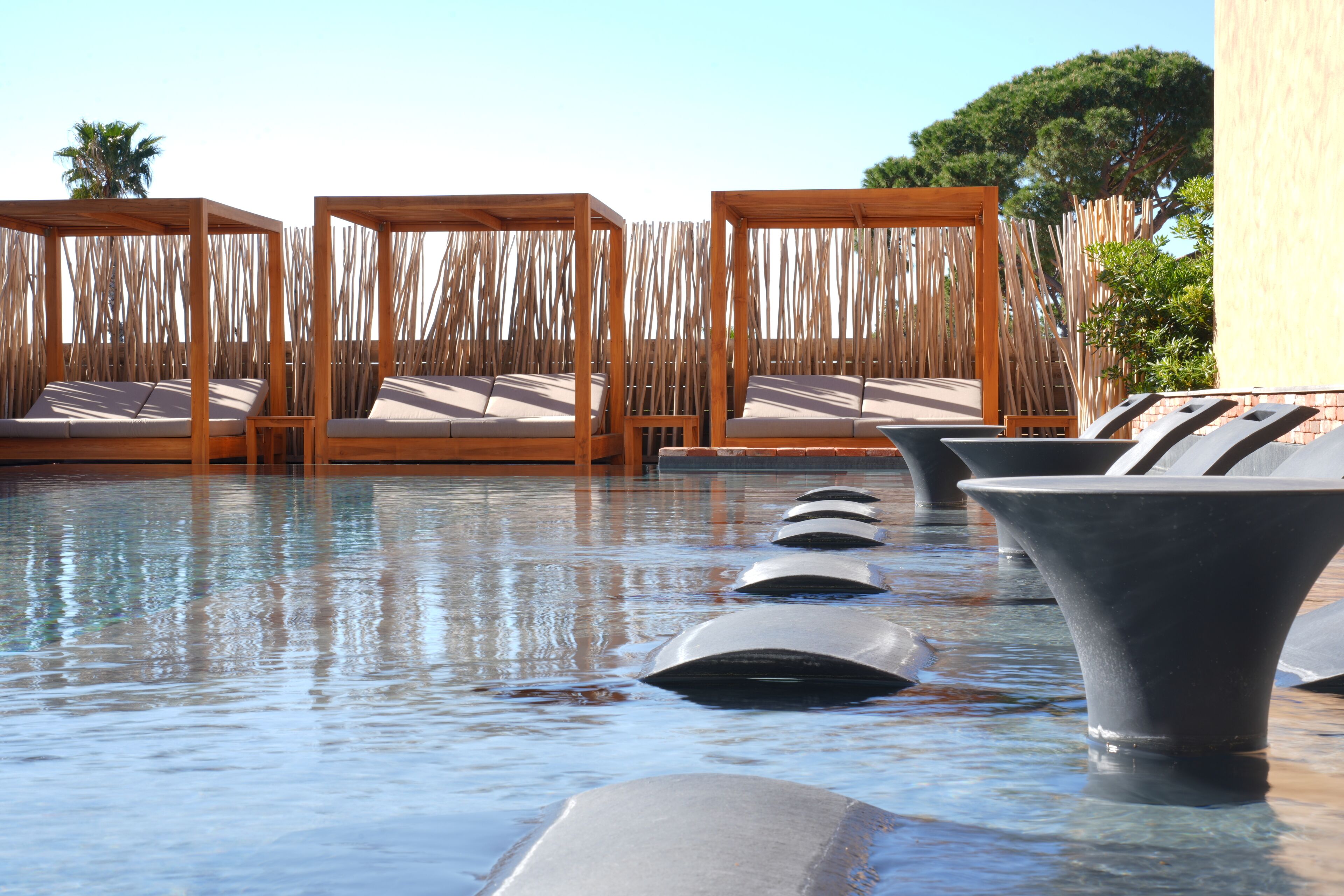Outdoor pool, pool umbrellas