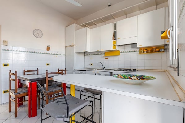 Fridge, oven, stovetop, dishwasher