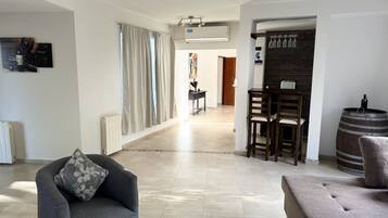 TV connectée, cheminée, chaîne hi-fi