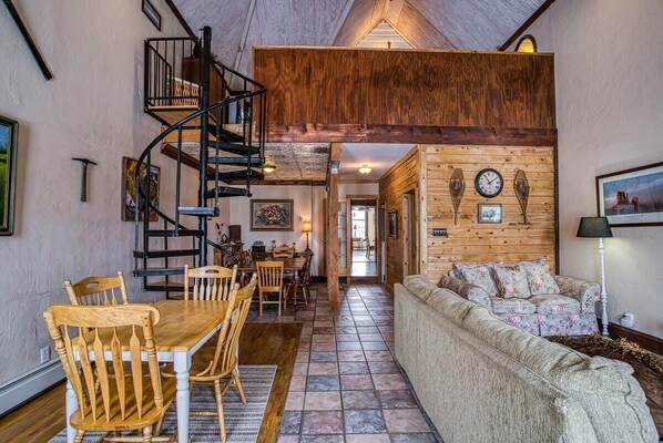 TV, fireplace, offices