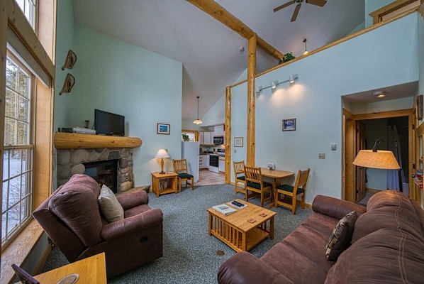 暖炉、DVD プレーヤー