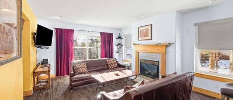 TV, fireplace, offices