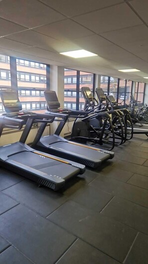 Work out in style with treadmills and stationary bikes.