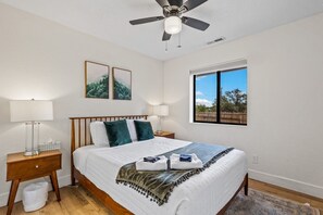 Lots of natural light in this sage bedroom. - The Getaway in Williams  (Williams)