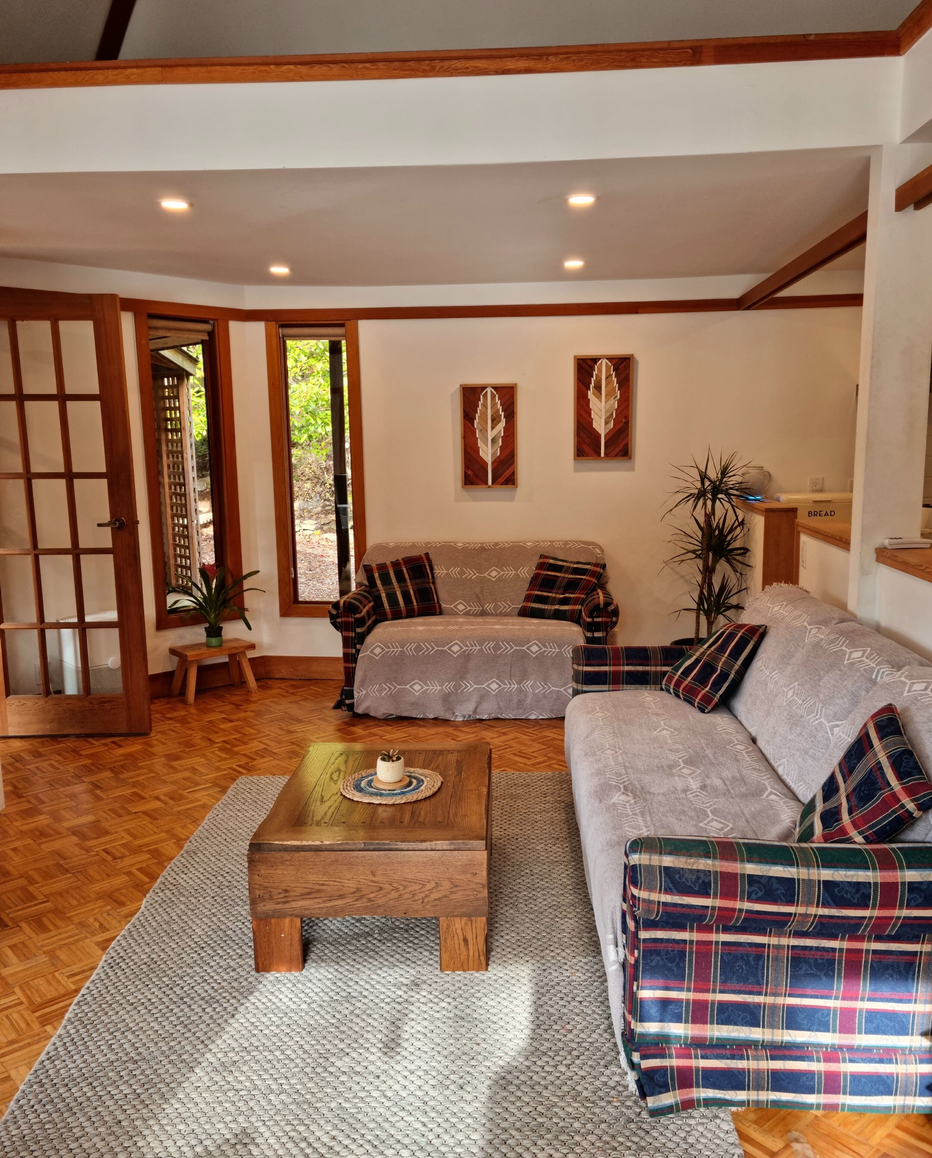 TV connectée, cheminée, table de tennis de table, livres