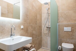 Ducha, cabezal de ducha tipo lluvia, secador de pelo, pantuflas