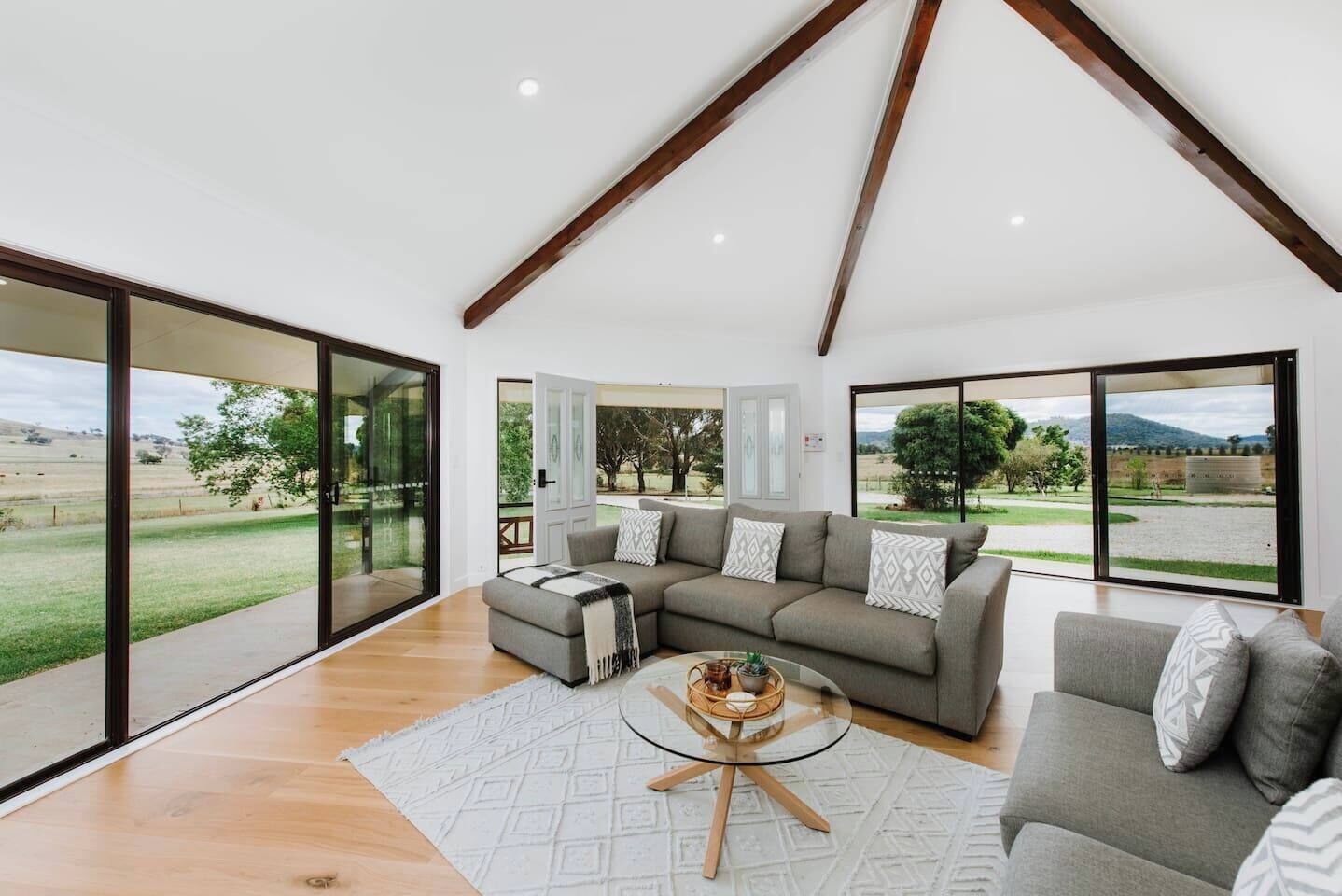 Get comfortable in the lounge room. A large TV makes it easy to enjoy movie nights at home.
