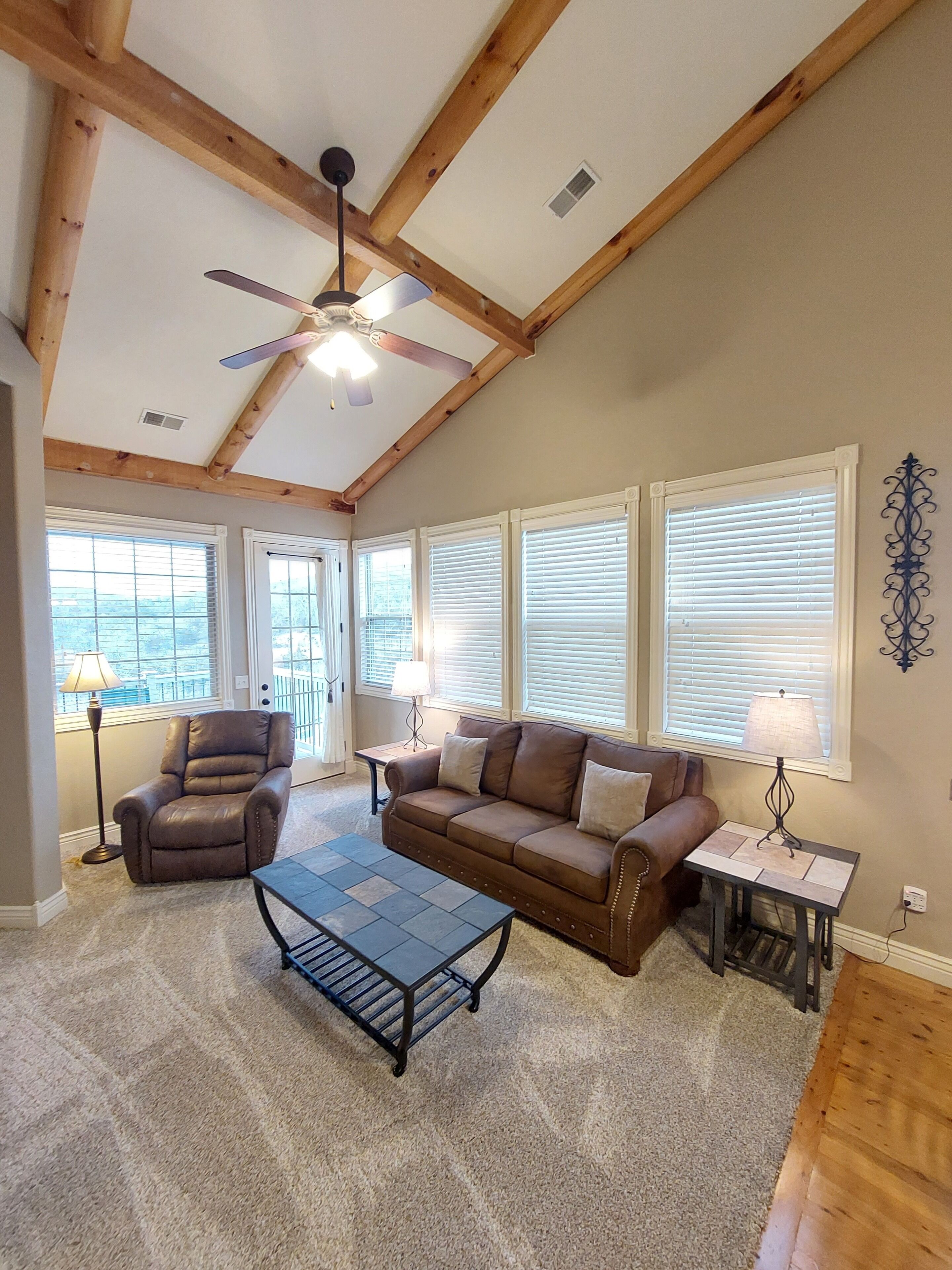 Smart TV, fireplace, DVD player, books